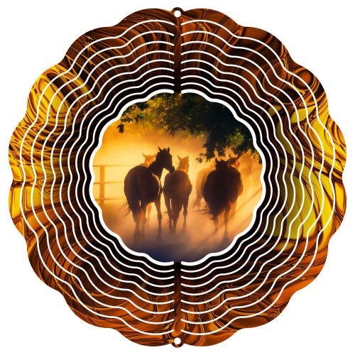 Golden Hour Horses Wind Spinner