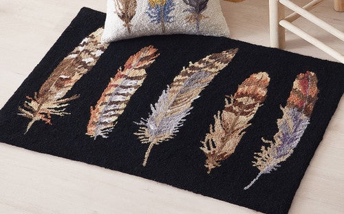 Twilight Feathers Hooked Wool Rug - OUT OF STOCK UNTIL 05/20/2025