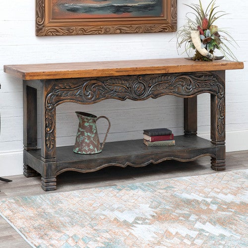 Cheyenne Carved Scrollwork Console Table