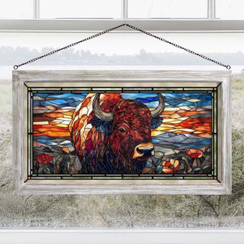 Wildflower Bison Stained Glass Art