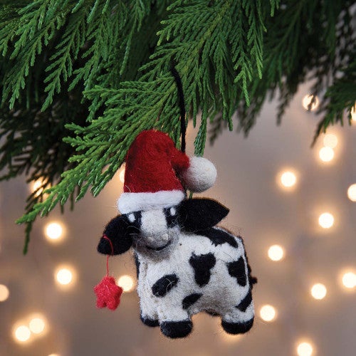 Holiday Bovine Felt Ornaments - Set of 4