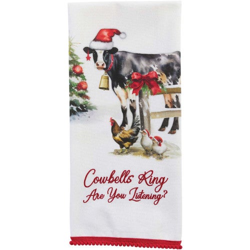 Bell Rings Cow Dishtowels - Set of 4