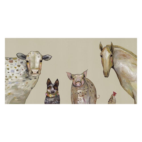Farm Animals Taupe Canvas Art