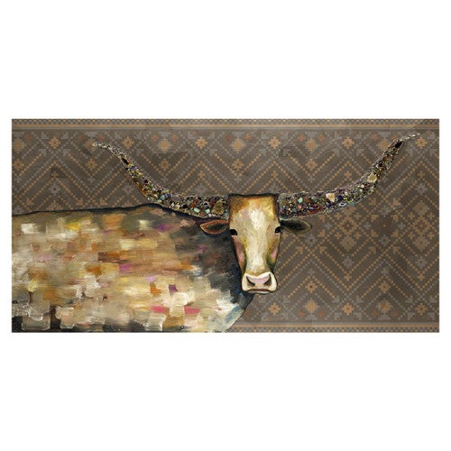 Kaleidoscope Longhorn Tribal Brown Canvas Art