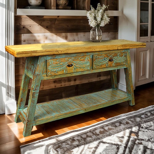 La Pluma Console - Turquoise Finish