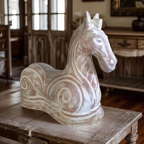 Cretan Horse Clay Sculpture