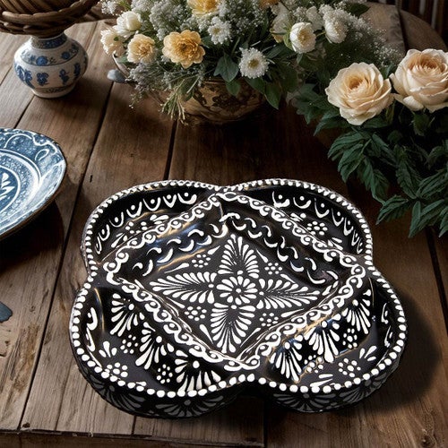 Patagonia Talavera Appetizer Plate - Black & White