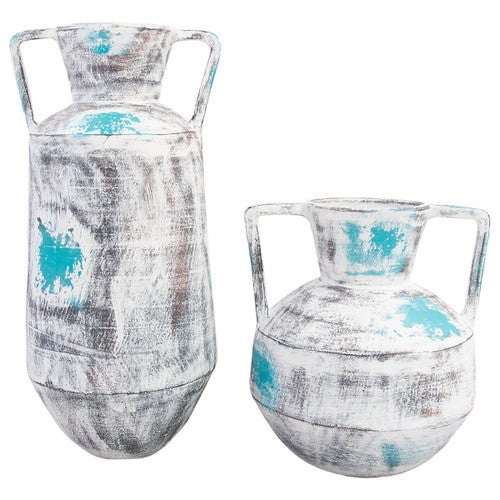 Shawnee Harvest Turquoise & White Pots - Set of 2