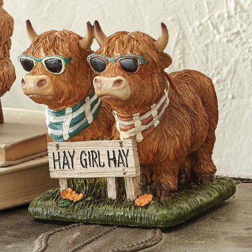 Hay Girl Highland Cow Figurine