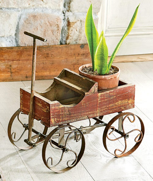 Western Wagon Planter - Red