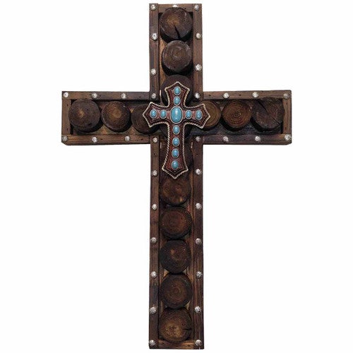 Studded Wood Wall Cross