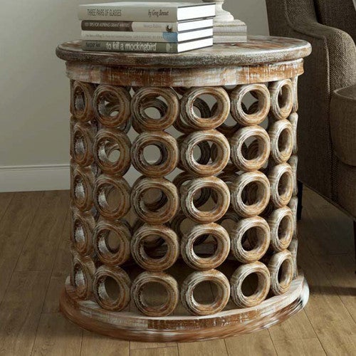 Sunset Stack White Washed Side Table