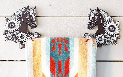 Floral Horse Metal Towel Bar - OUT OF STOCK