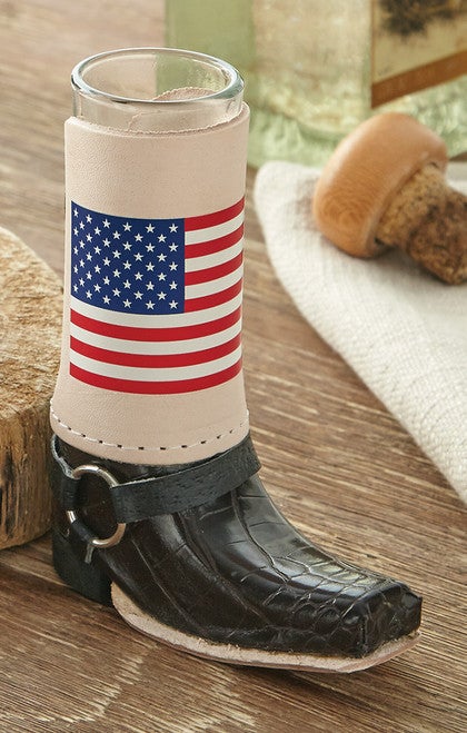 American Flag Cowboy Boot Shot Glass