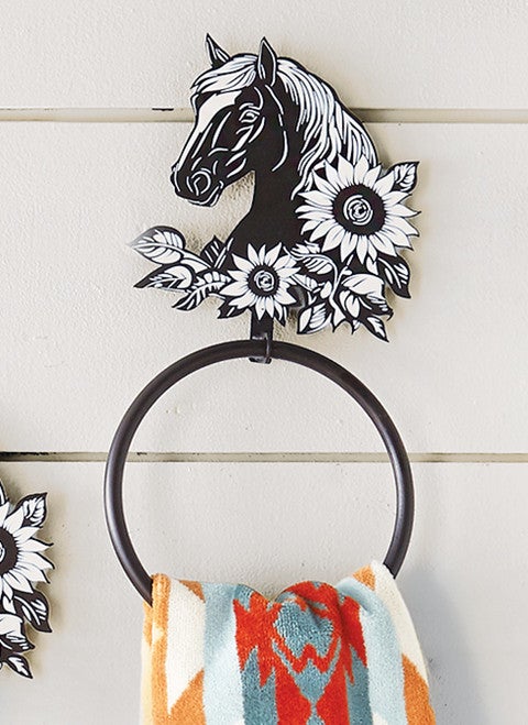 Floral Horse Metal Towel Ring - OUT OF STOCK