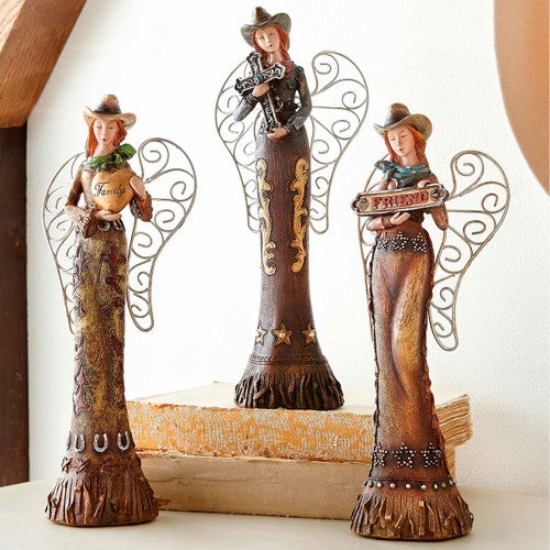 Cowgirl Angel Sculptures - Set of 3