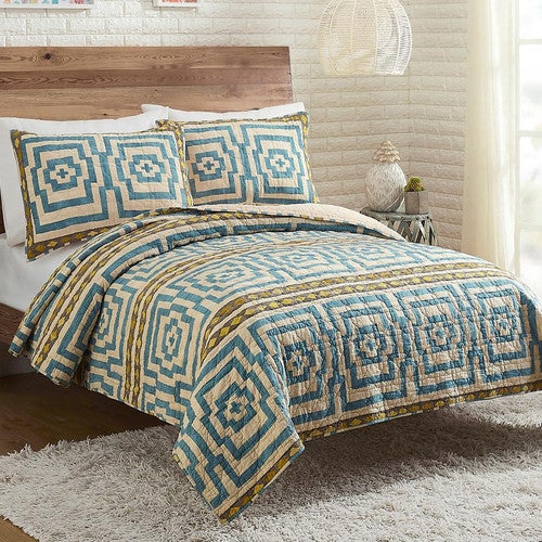 Diamond Mirage Blue Quilt Bedding Collection