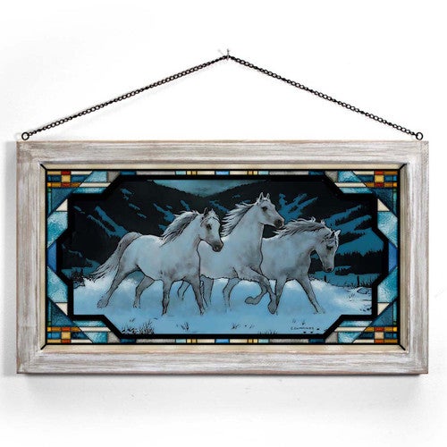 Snowcap Stallions Stained Glass Art