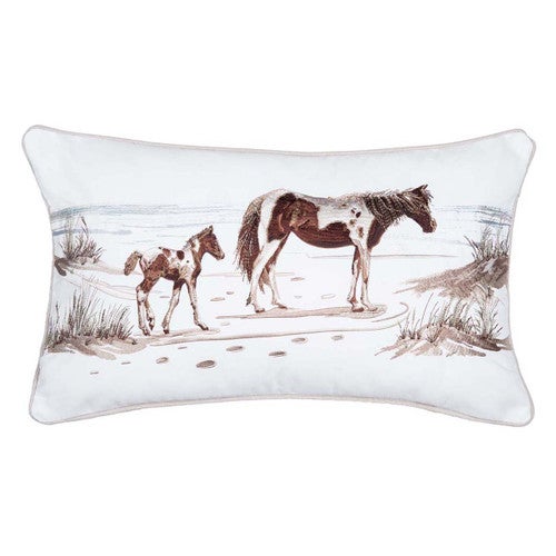 Shore Walk Horse Indoor/Outdoor Lumbar Pillow