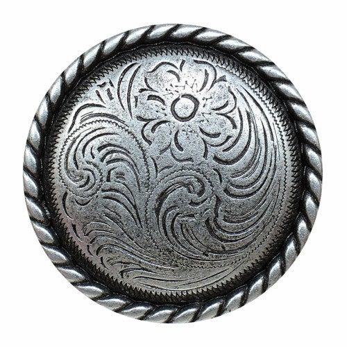 Engraved Flower Cabinet Knobs - Set of 2 - Nickel - CLEARANCE