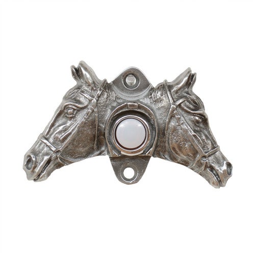 Double Horse Head Doorbell - Pewter - CLEARANCE
