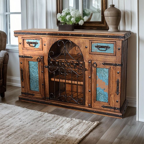 Carson City Copper-Top Buffet & Wine Cabinet
