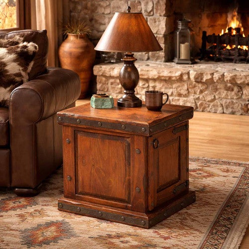 Daybreak Wood End Table with Iron Detail