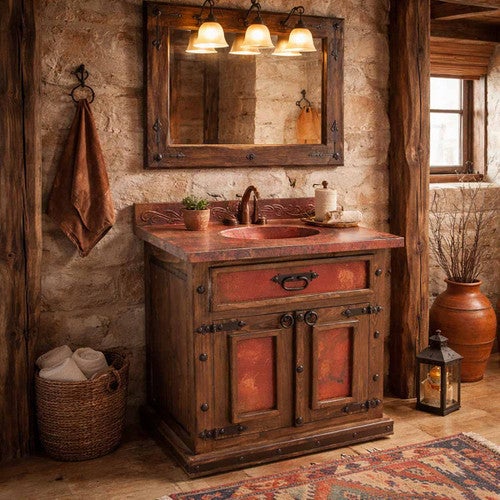 Crossroads Wood and Copper Vanity