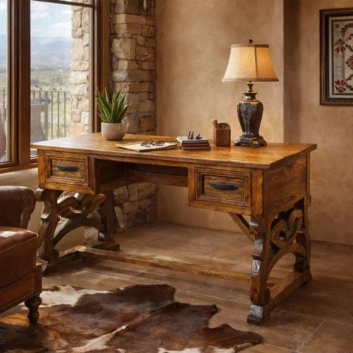 Duluth Reclaimed Wood Desk with Carved Legs
