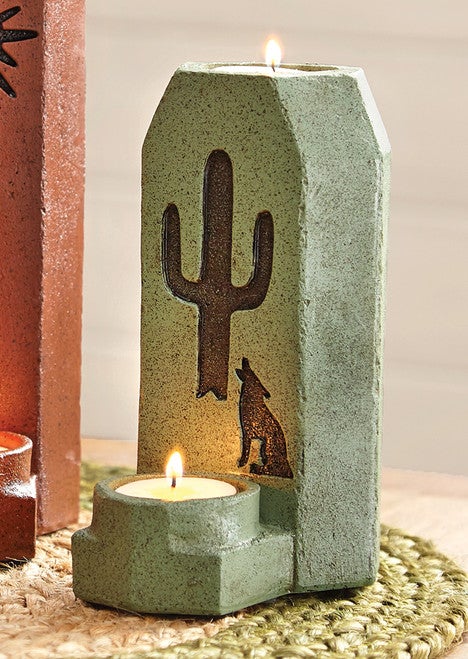 Desert Whisper Coyote Candle Holder