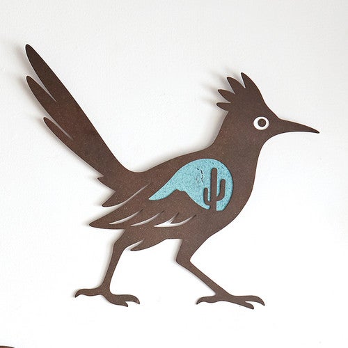 Turquoise Glow Roadrunner Metal Wall Art
