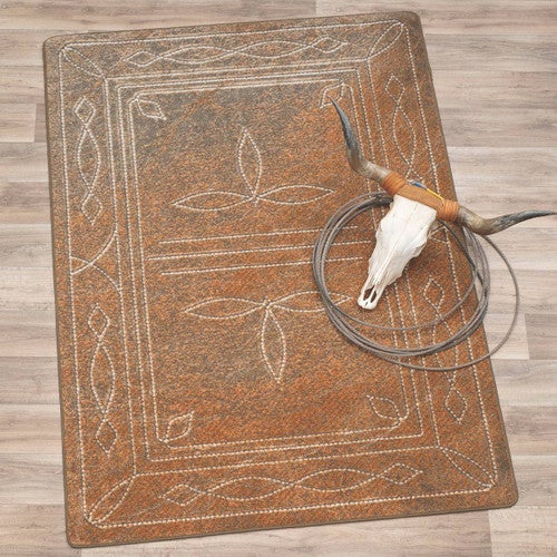 Western Boot Stitched Tan Rug - 4 x 5
