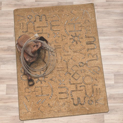Leather Style Cattle Brands Rug - 5 x 8