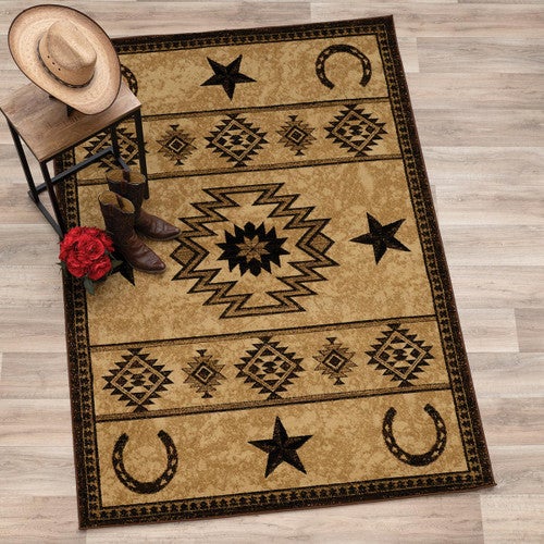 Cowboy Star & Horseshoe Rug - 4 x 5