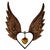Angel Wings Up Heart with Amber Glass Heart - XL