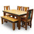 Barnwood Azul Table & Chairs with Bench and Nailheads - 6 pcs