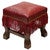 Crimson Fringe Leather Ottoman