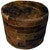 Dark Brown Round Cowhide Ottoman - 24 Inch