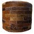 Dark Brown Round Cowhide Ottoman - 24 Inch