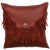 Dark Red Leather Fringed Concho Pillow with Fabric Back