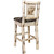 Frontier Barstool with Back & Laser-Engraved Bear Design