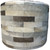 Gray Round Cowhide Ottoman - 24 Inch