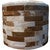 Light Brown Round Cowhide Ottoman - 24 Inch