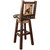 Ranchman's Woodland Upholstery Barstool with Back, Swivel & Laser-Engraved Wolf Design