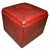 Red Box Ottoman with Fleur De Lys Tooled Leather