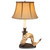 Right Facing Ram Horn Table Lamp with Linen Shade