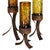 Spider Web Amber Glass Cylinder on Iron Base - Small
