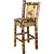 Woodsman Counter Stool with Back & Laser-Engraved Wolf Design