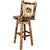 Woodsman Woodland Upholstery Barstool with Back, Swivel & Laser-Engraved Moose Design