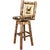Woodsman Woodland Upholstery Counter Stool with Back, Swivel & Laser-Engraved Elk Design